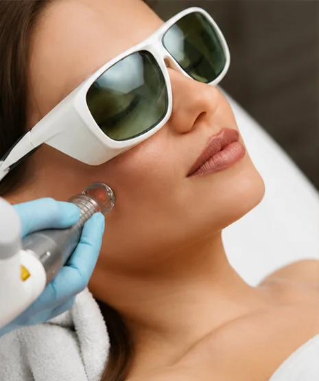 Laser treatment in progress